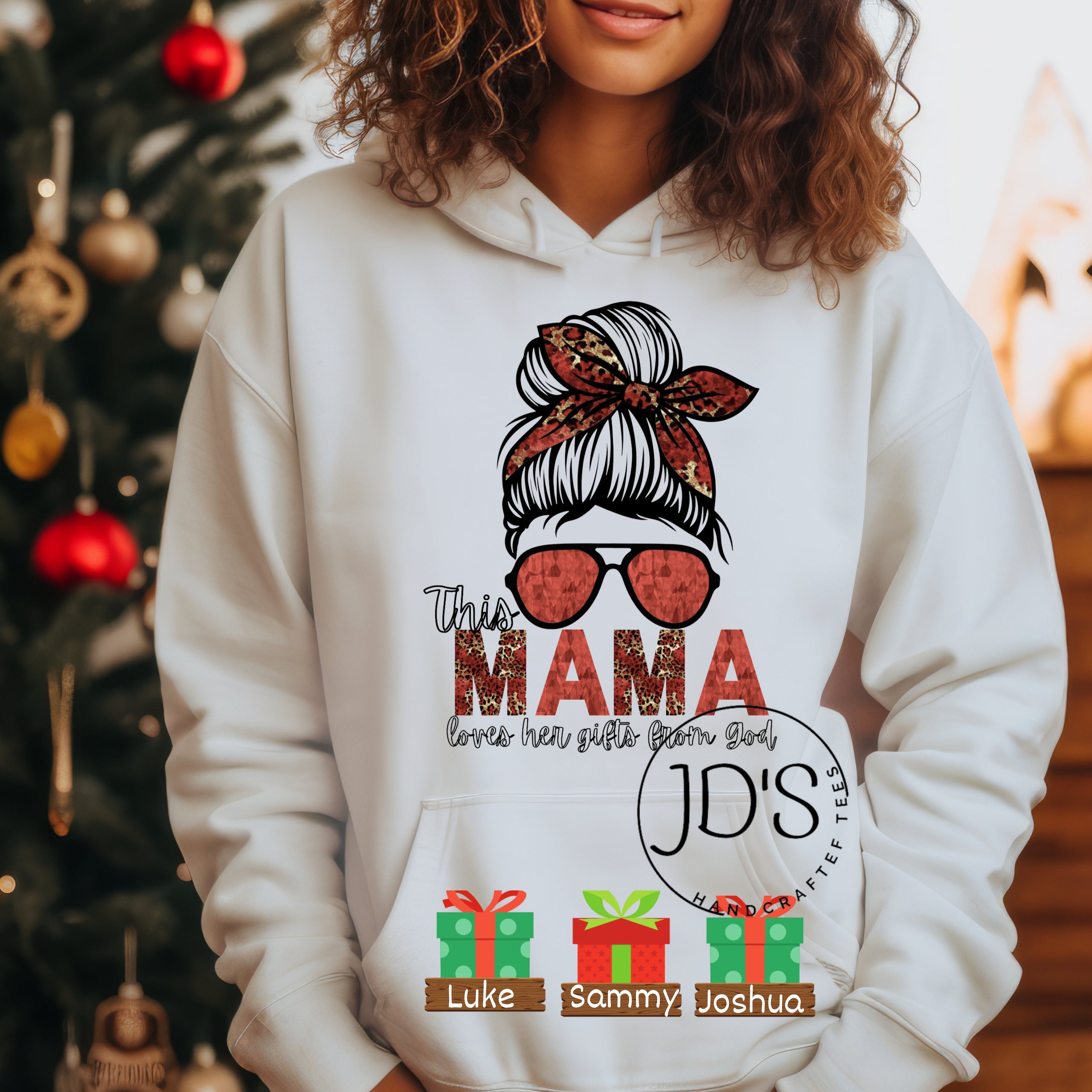 This Mama Loves Her Gifts from God Personalized Hoodie White